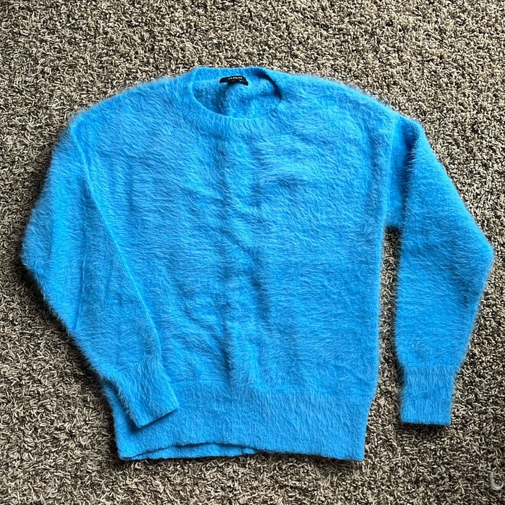 Women’s blue fuzzy sweater, never worn